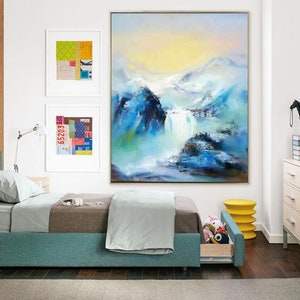 large canvas wall art, landscape painting, original abstract painting on canvas, living room painting, modern abstract wall art canvas A436