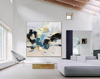 Large Abstract Wall Art, Original Handmade Acrylic Painting, Modern Canvas Artwork, Oversized Contemporary Living Room Decor A571
