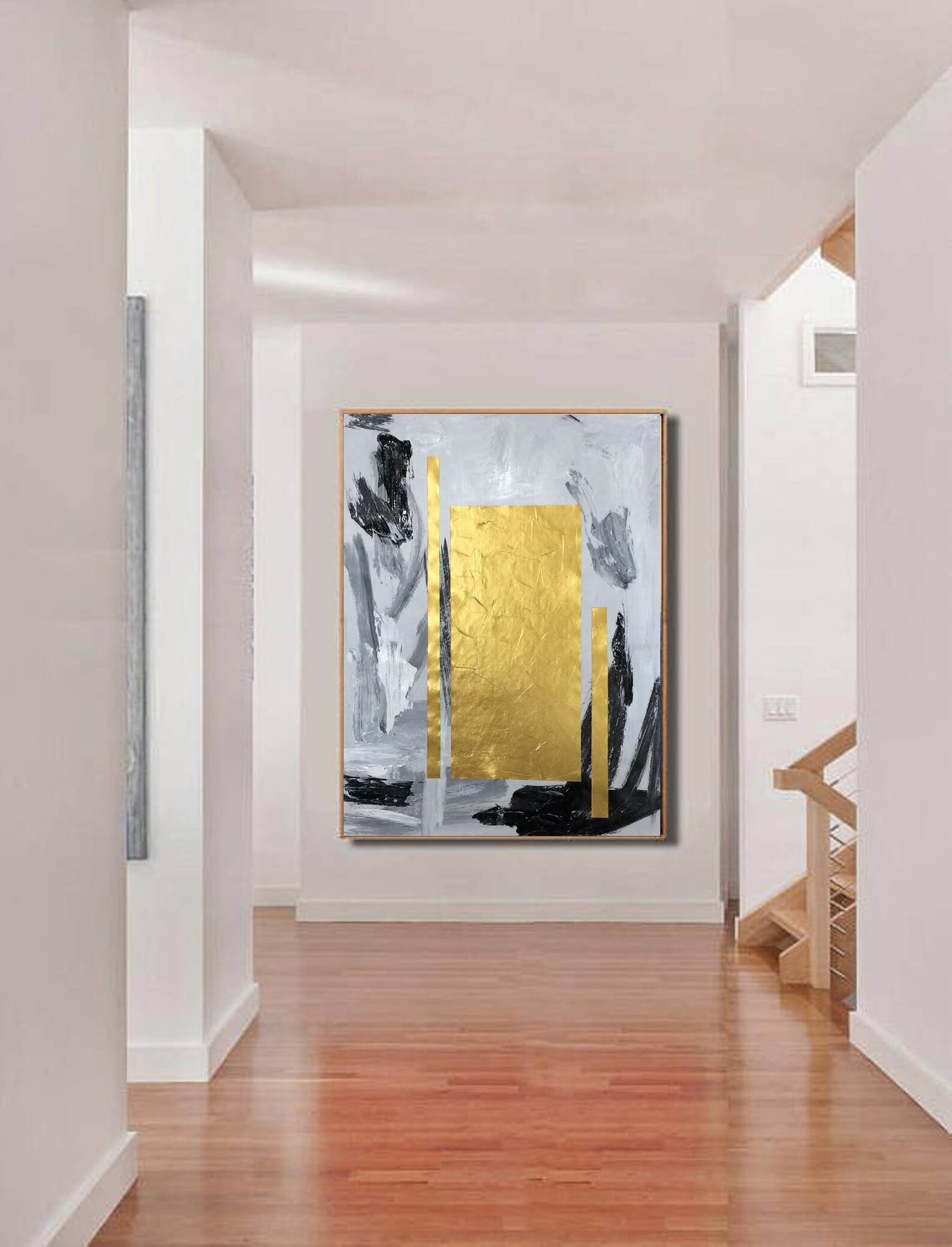 Original Paintings on Canvas Original, Gold Leaf Wall Art Canvas, Extra ...