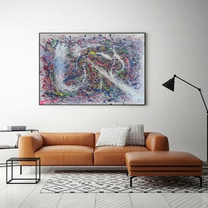 original abstract painting on canvas, Jackson Pollock oil painting, splatter painting, large canvas art, Pollock style drip wall art A634