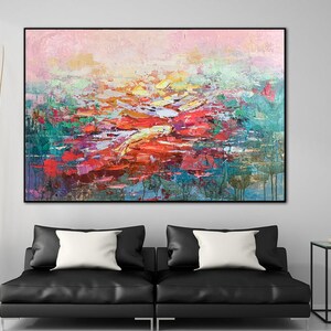 Original Abstract Painting Large Wall Art Landscape Painting Palette Knife Painting Living Room Wall art Textured Painting on Canvas M697