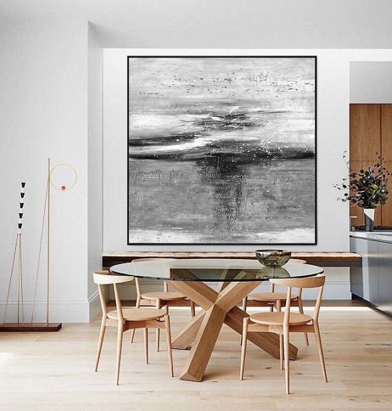 Large Acrylic Painting on Canvas Black and White Wall Art Etsy