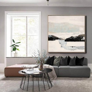 dipinto a olio astratto originale, grande tela da parete, dipinto astratto di paesaggio, dipinto originale su tela, arte murale minimalista W567