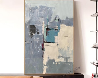 Original Wall Art Blue Texture Canvas Art Light Blue Minimalist Abstract Painting Textured Oil Painting Large Blue Minimalist Wall Art A745