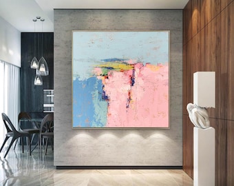 extra large wall art abstract, pink abstract painting original, acrylic painting, pink abstract wall art, textured wall art paintingA584