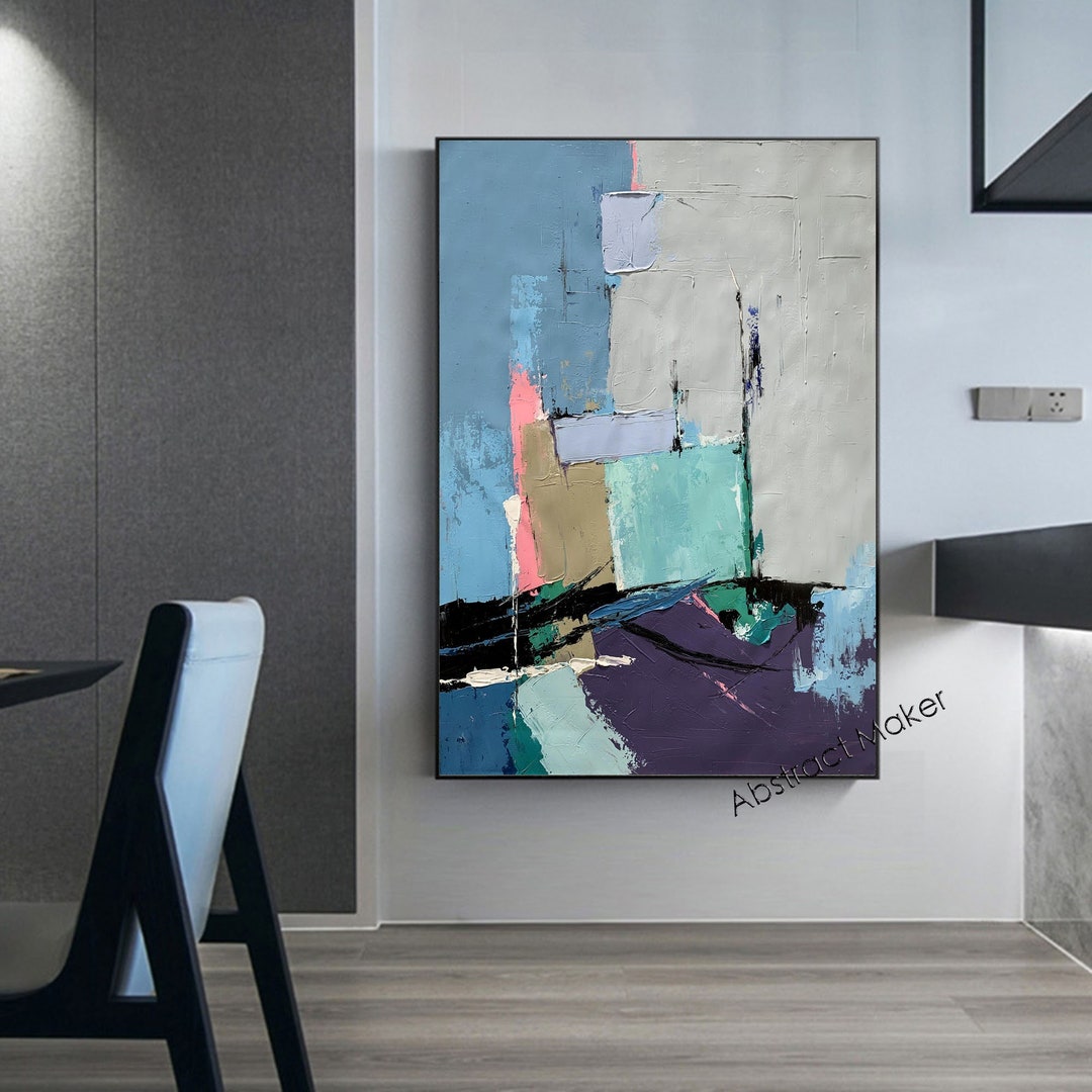 Original Abstract Painting Large Abstract Canvas Art Blue Painting