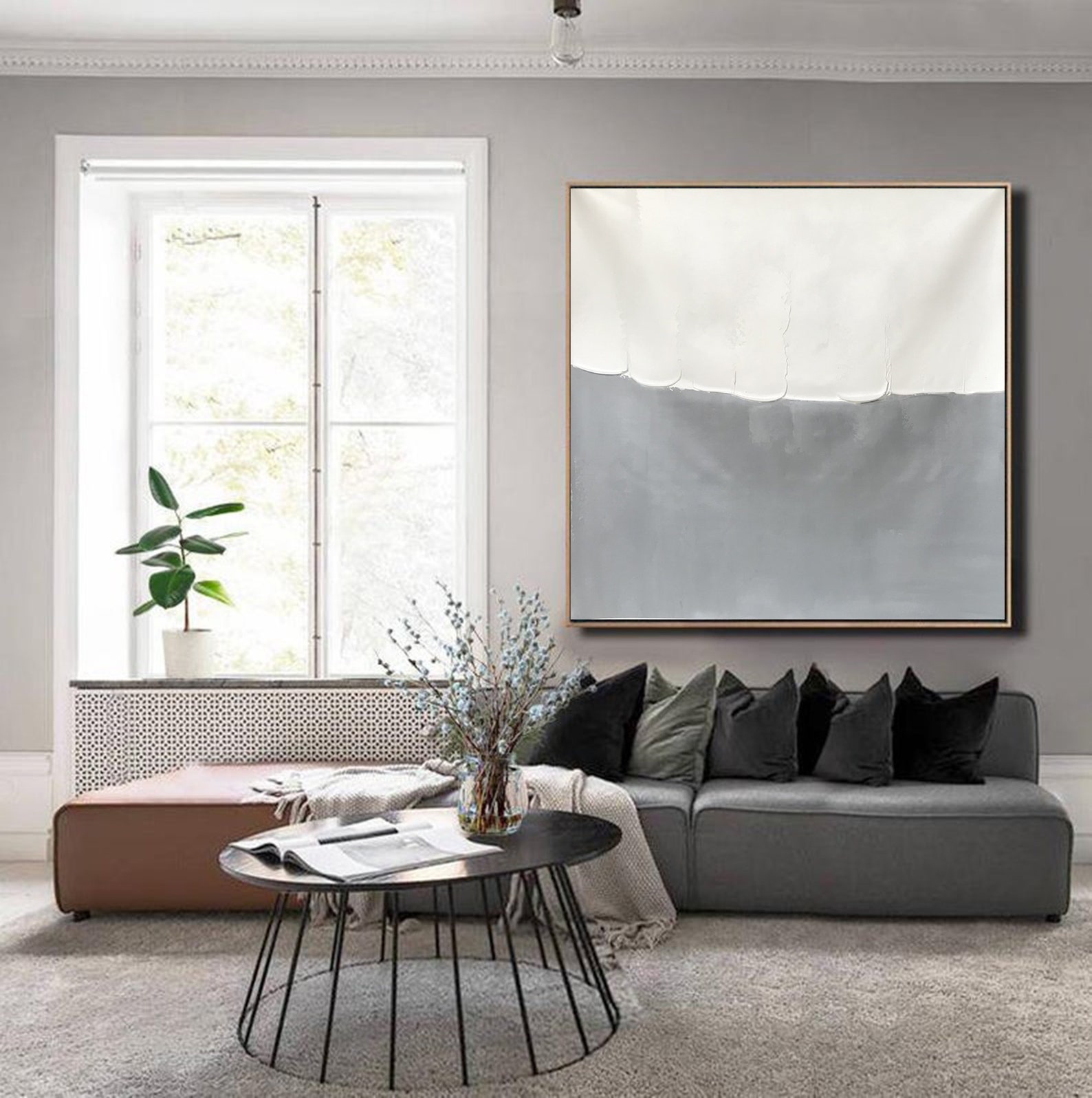 Extra large wall art abstract gray painting original Etsy