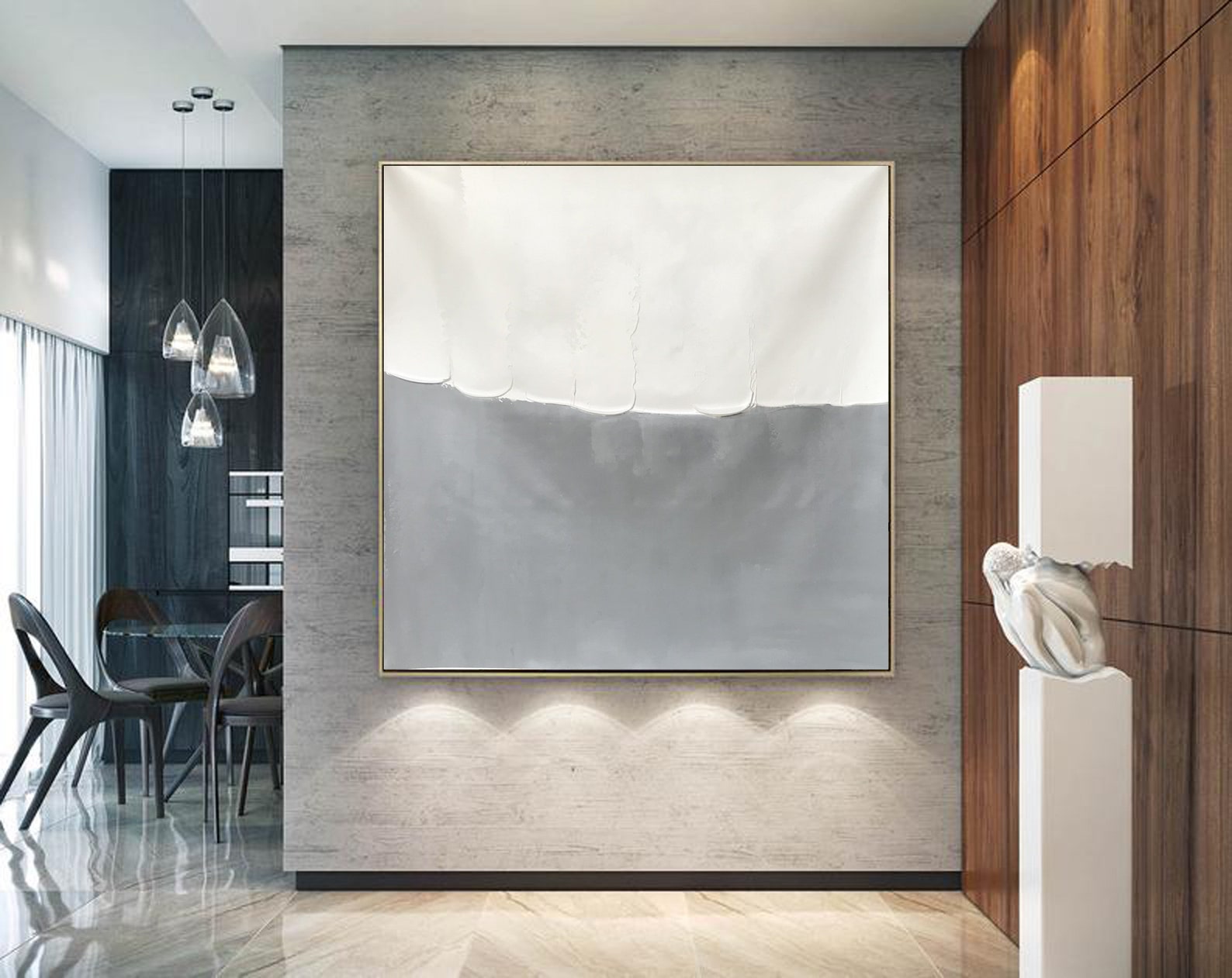 Extra large wall art abstract gray painting original Etsy