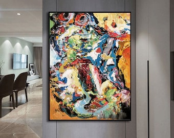 Original Colorful Abstract Painting with Bold Texture,  Handmade Multicolor Brushstrokes,  Modern Vibrant Wall Decor A778