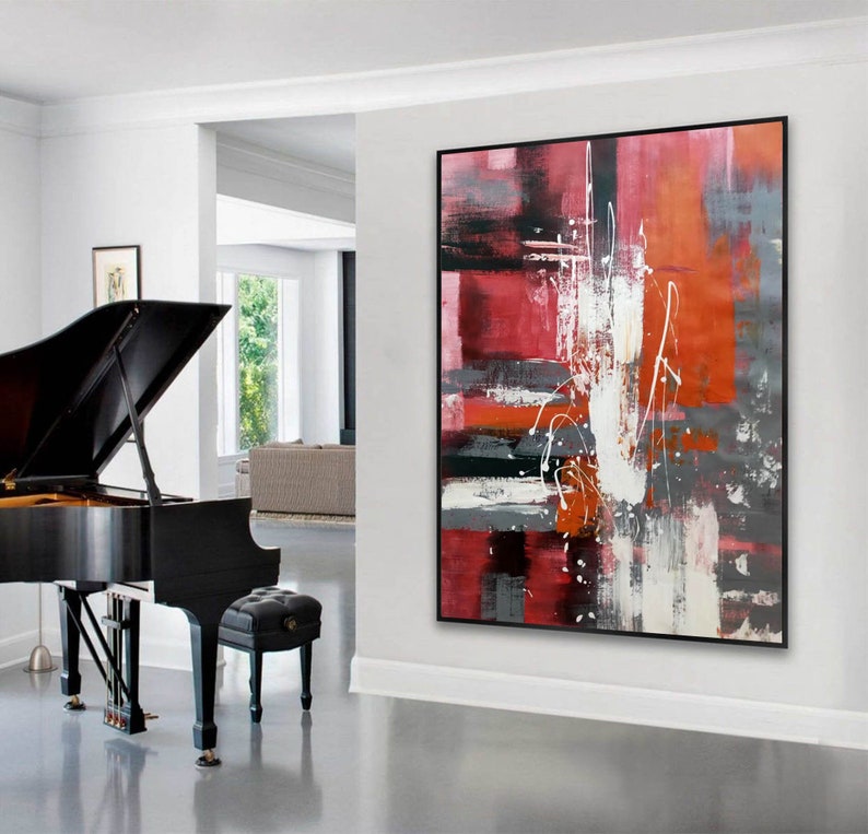Red Abstract Painting on Canvas, Original Abstract Acrylic Painting ...