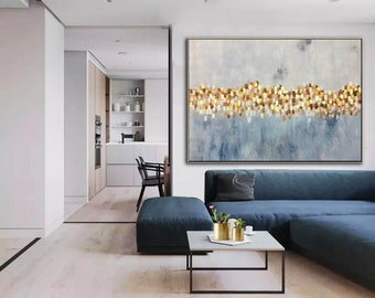 abstract painting original large, abstract acrylic painting,  oversized wall art, oversized abstract art, gold painting on canvas M288