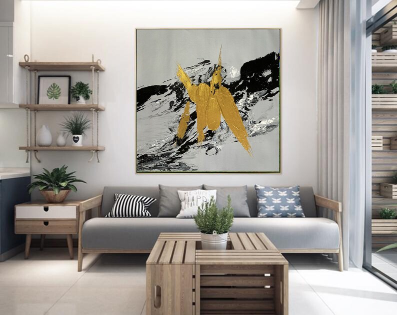 Extra Large Canvas Wall Art Gold Painting Abstract Painting Etsy