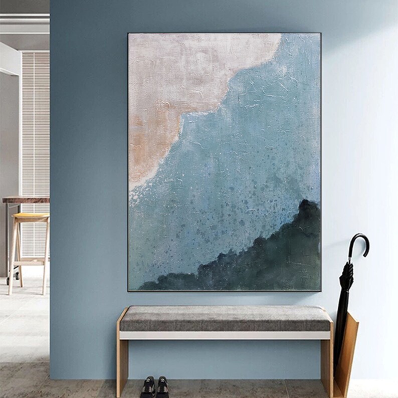 Large Abstract Wall Art Blue Abstract Painting Oversized Etsy