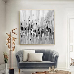 large abstract wall art, original abstract painting, grey painting on canvas, textured wall art, abstract oil painting on canvas A625