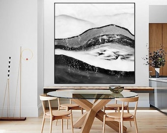 Black and White Abstract Wall Art Canvas Black and White Painting Black White Art Black White Canvas Wall Art Abstract Wall Art A180