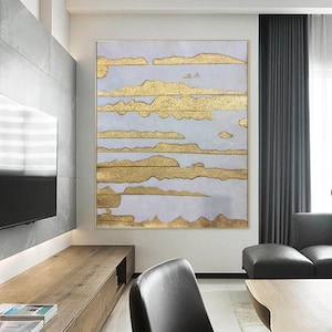 modern abstract painting, gold painting hand painted, large abstract painting on canvas, contemporary painting, oversized canvas art M295