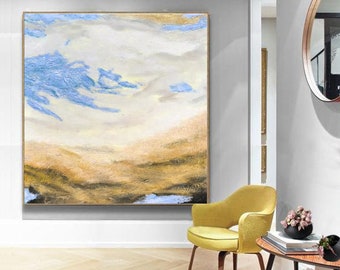 Arte de pared en lienzo de gran tamaño, pintura abstracta original muy grande, arte de pared abstracto enmarcado, pintura al óleo grande, arte de pared extra grande A97