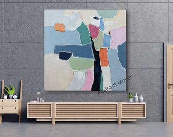 Impasto Abstract Painting – Original Colorful Wall Art with Thick Brushstrokes A800