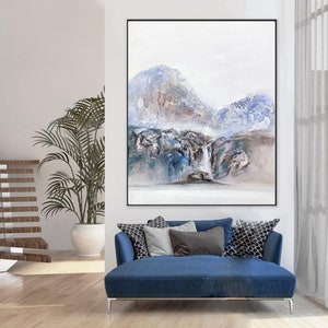 mountain wall art canvas, oversized canvas wall art, framed wall art abstract, modern abstract paintings on canvas, extra large painting A24