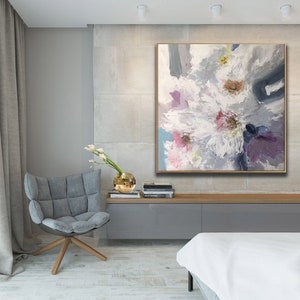 modern abstract art painting, flower painting on canvas original, extra large wall art abstract, acrylic painting, large canvas wall artA660 image 8