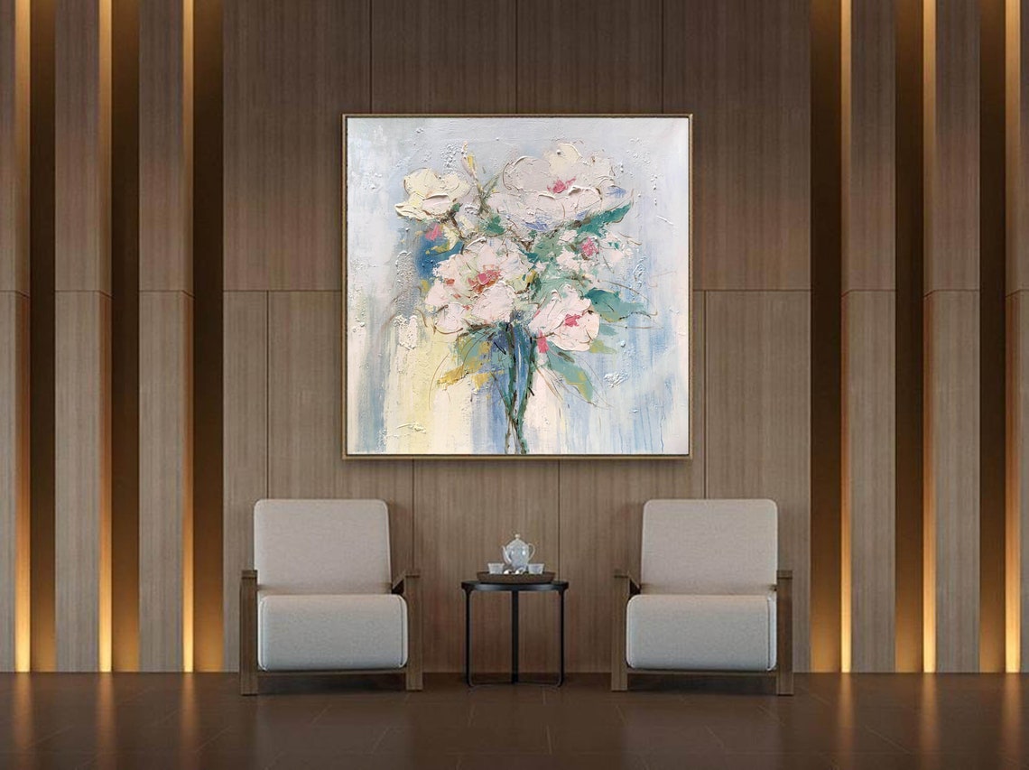 Art mural en grande toile peinture florale abstraite art Etsy
