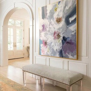 modern abstract art painting, flower painting on canvas original, extra large wall art abstract, acrylic painting, large canvas wall artA660 image 5