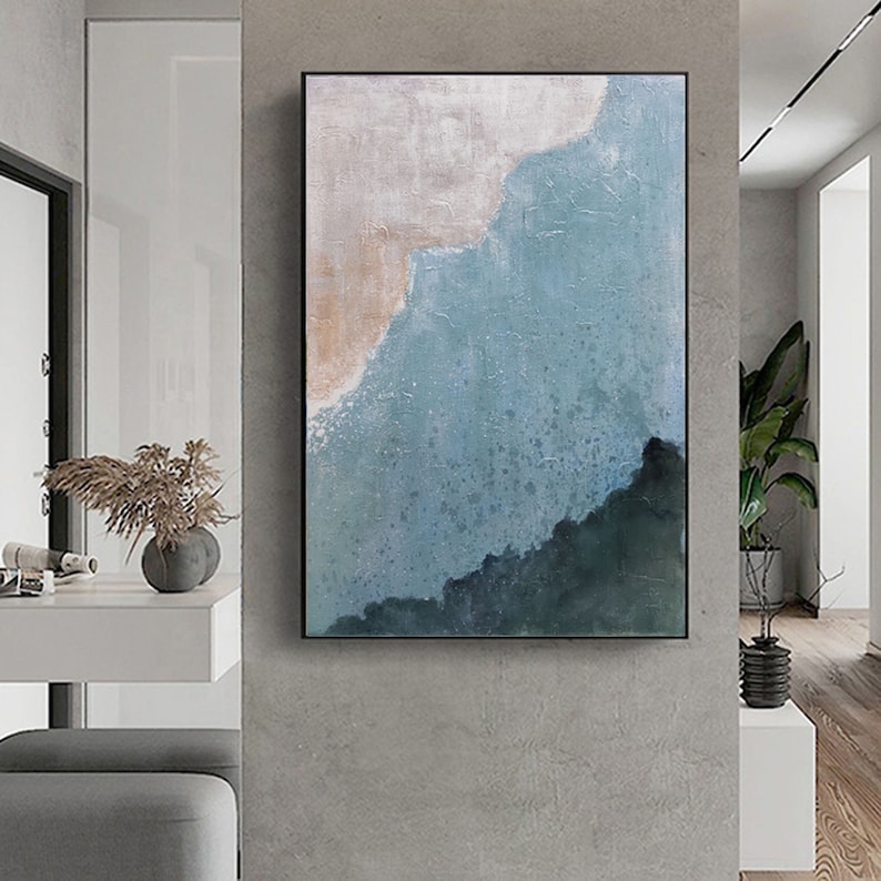 Large Abstract Wall Art Blue Abstract Painting Oversized Etsy