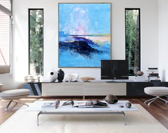 blue abstract painting,extra large wall art canvas,contemporary wall art,original art painting,extra large abstract painting,wall decor A15