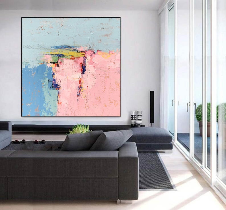 Extra Large Wall Art Abstract Pink Abstract Painting Etsy
