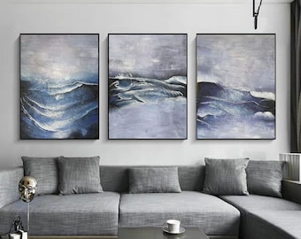 large abstract painting original, large canvas wall art, set of 3 wall art abstract, modern wall art, oversized wall art canvas A342