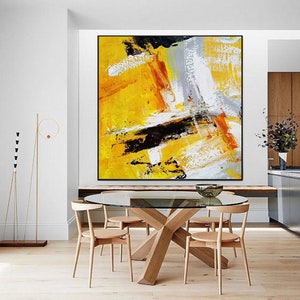 extra large canvas art, abstract painting original large, modern abstract canvas art, extra large wall art, yellow painting abstract W244