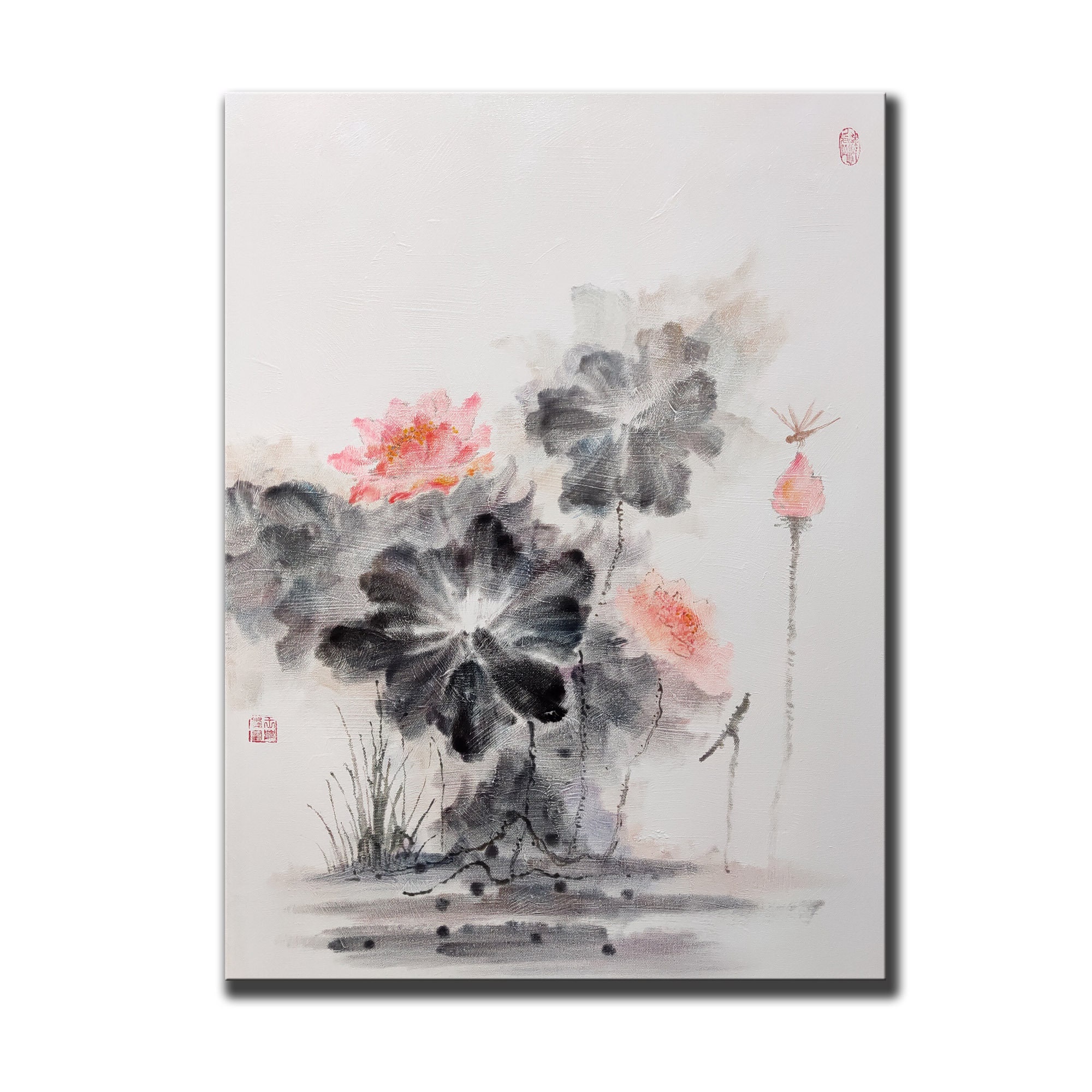 Large abstract painting lotus wall art lotus painting on Etsy