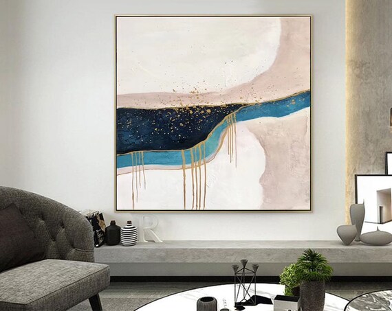 大きな抽象画のオリジナル、額入り抽象画、特大壁アート、オフィス用