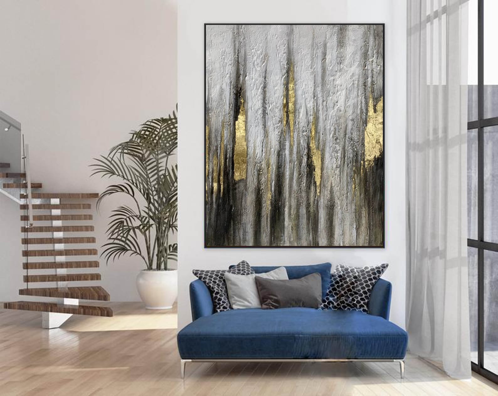 Large canvas art for living room gray painting abstract Etsy
