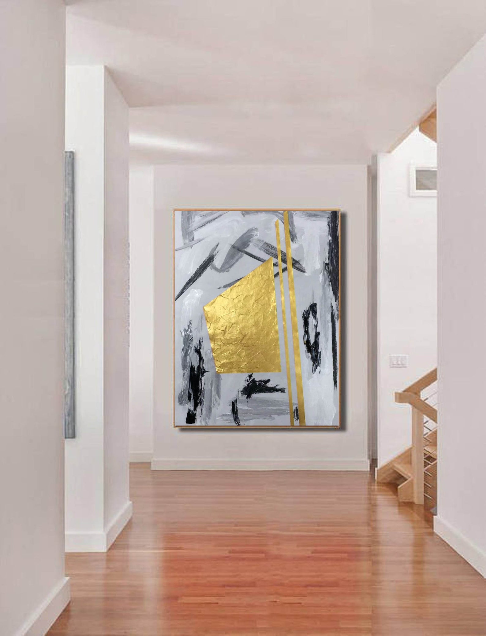 Gold Leaf Painting Abstract, Original Paintings on Canvas Modern, Extra ...