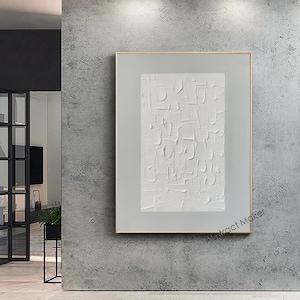 Gray White Abstract Wall Art Large Textured Painting White Gray Painting on Canvas Neutral Abstract Painting Gray Textured Wall Art M775