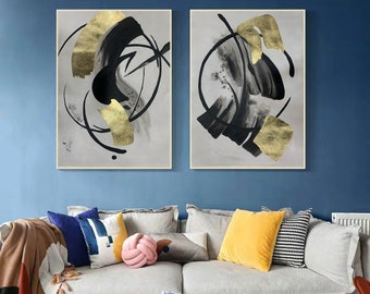 large abstract wall art, gold painting on canvas, original abstract oil painting, large canvas art, modern abstract painting on canvas A620