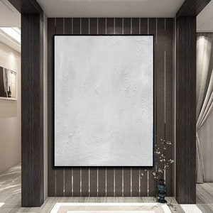 moderne abstrakte Malerei auf Leinwand, weiße Malerei auf Leinwand, minimalistische Malerei auf Leinwand, texturierte Leinwand A202