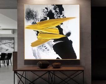 abstract painting original large, gold painting, modern abstract wall art, living room wall art, large canvas art, living room wall art A36