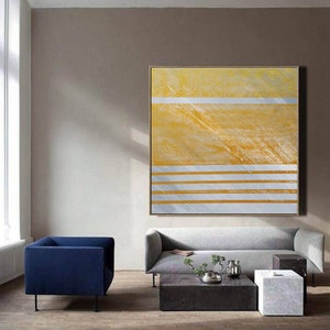 large abstract wall art painting on canvas original yellow abstract painting oversized wall art gold painting on canvas contemporary artW233