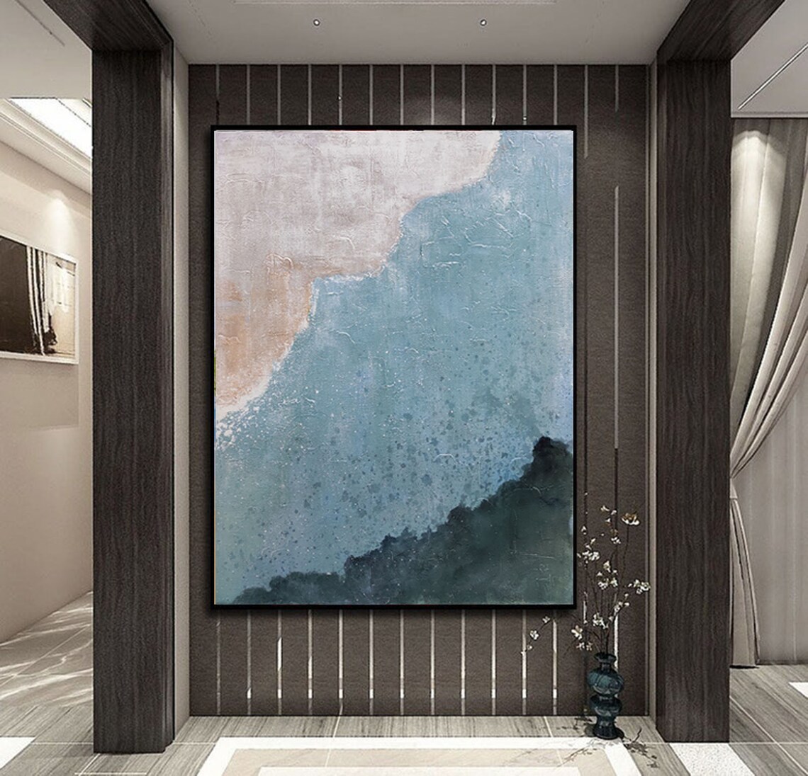 Large abstract wall art blue abstract painting oversized Etsy