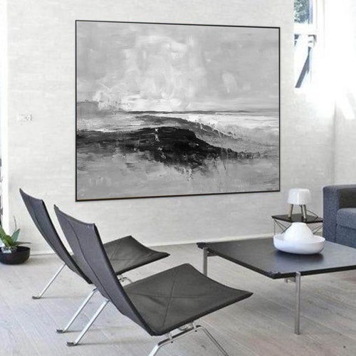 Large Painting on Canvas Black and White Wall Art Canvas | Etsy
