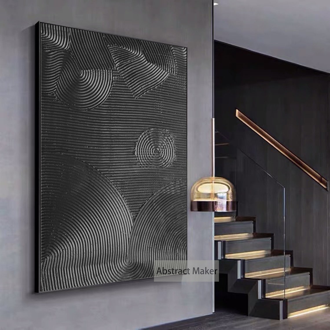 Large Canvas Wall Art Black Painting on Canvas Original Canvas - Etsy