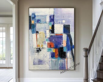 purple wall art abstract painting colorful acrylic canvas art vibrant abstract art original canvas wall art contemporary wall art A795