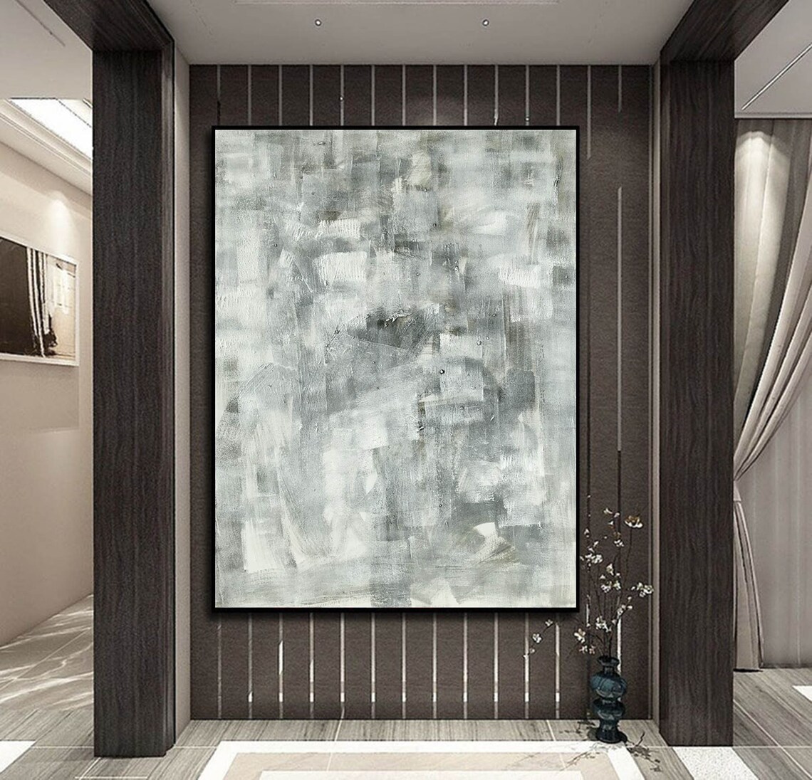 Large abstract canvas art gray painting original oil Etsy