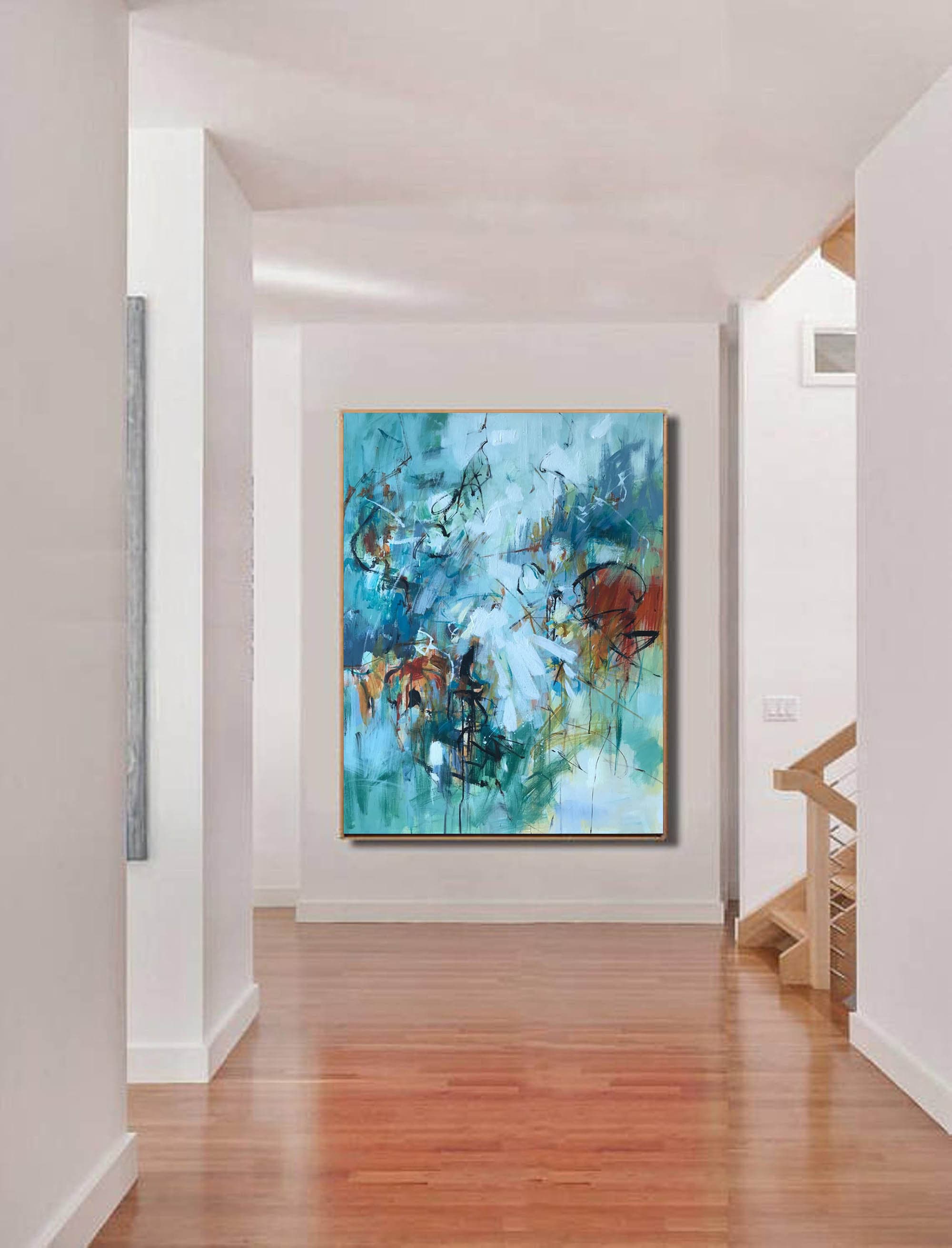 Large Abstract Canvas Art, Oversized Wall Art Canvas, Blue Painting ...