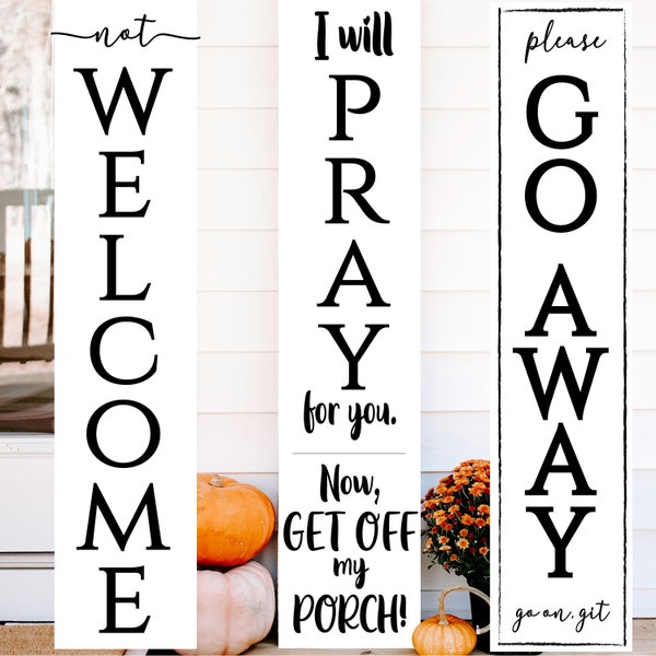 Go Away Porch Sign, Digital download, Print file, Cricut, Silhouette cut file, Funny front door sign, Vertical welcome svg, Go On Git