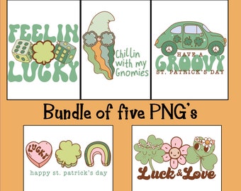 St. Patrick's Day, Retro St. Patrick's Day, Groovy, Sublimation, PNG, Lucky, Love, Peace