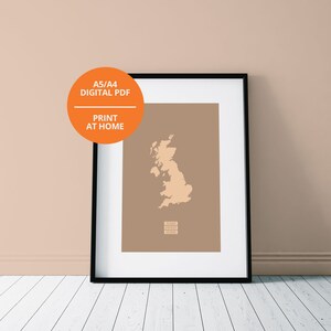 UK Mappa casa dolce casa digitale download decorazione murale per casa, vari colori nuova casa regalo stampa, Gran Bretagna e Irlanda del Nord PDF arte