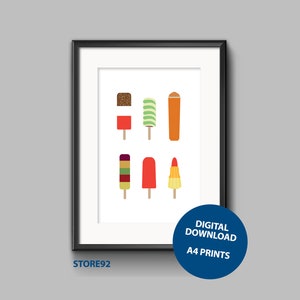 Ice lolly popsicle summer illustration | Food illustration for the home pdf | Instant download wall art | home aesthetic design